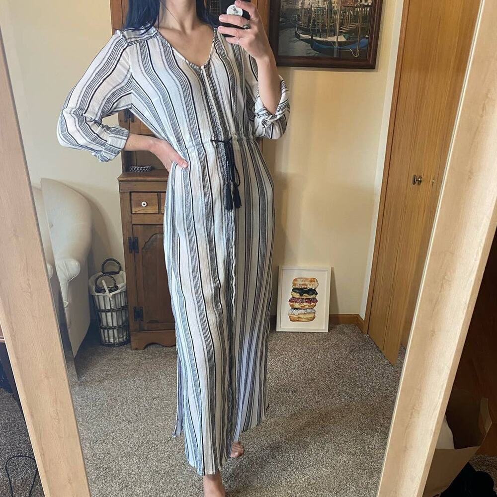 INC black and white striped maxi beach dress